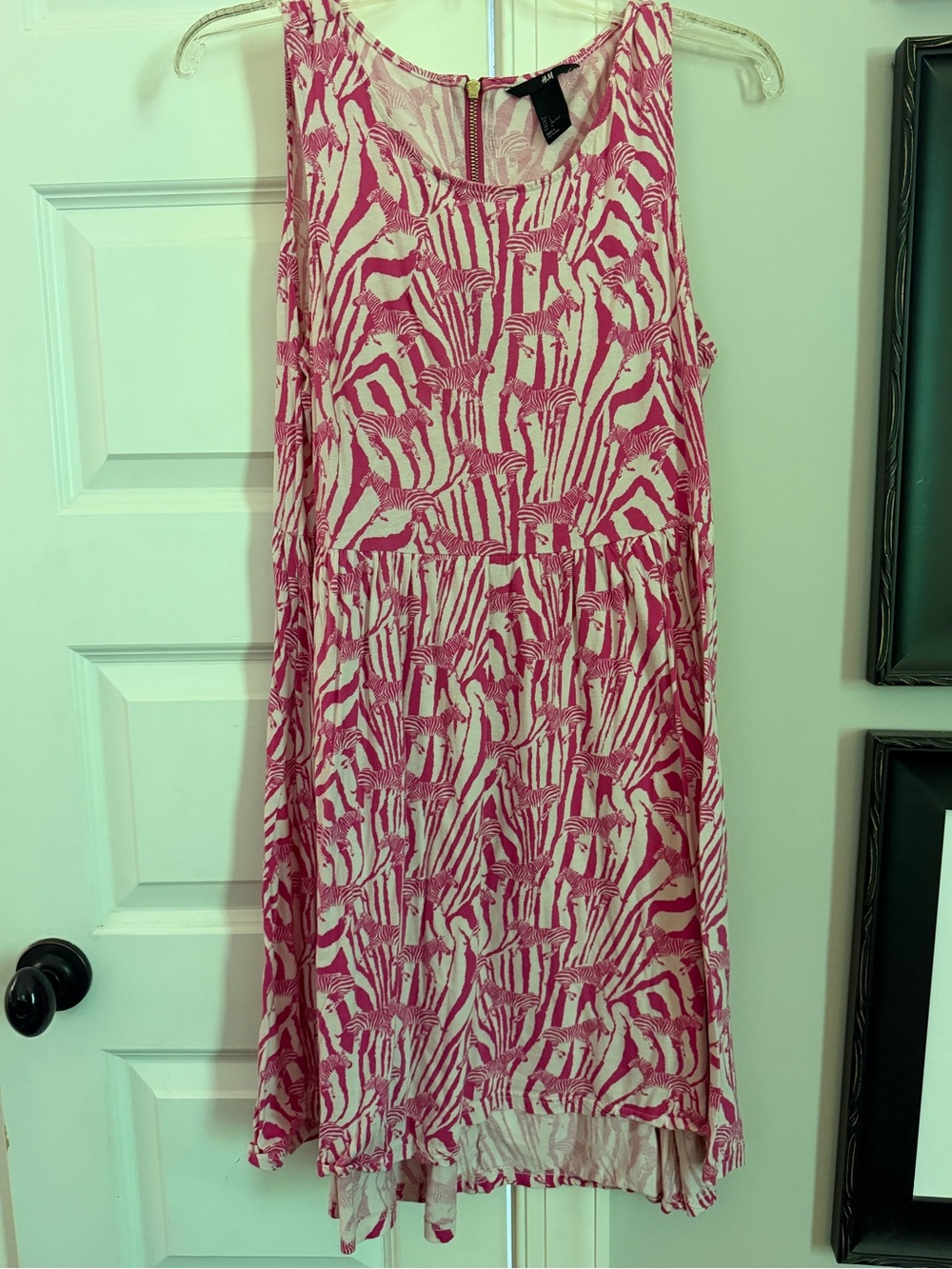 H&M Pink and Cream zebra patternPrinted Sleeveless Dress